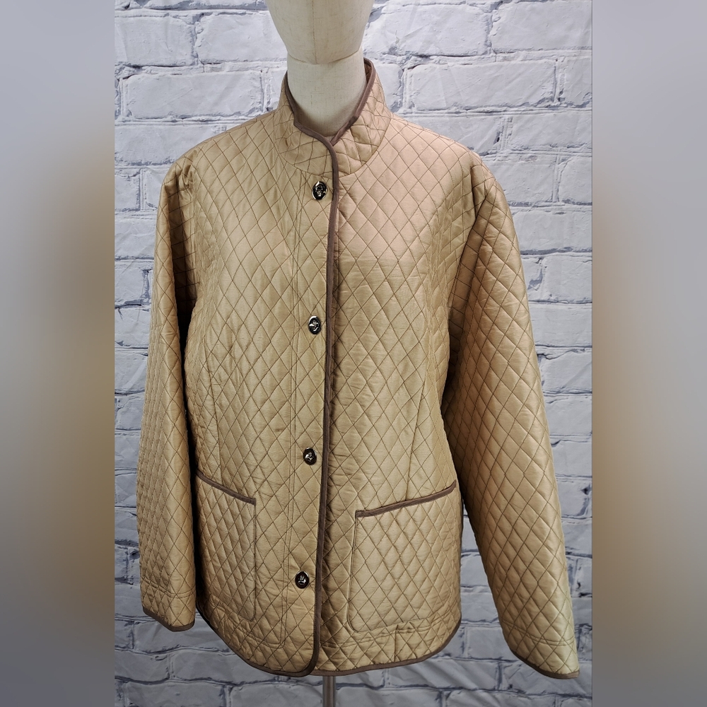 NWT SilkLand Vintage 90s 80s Women's Quilted Jacket Silk Stucco Lined Plus Sz 2X